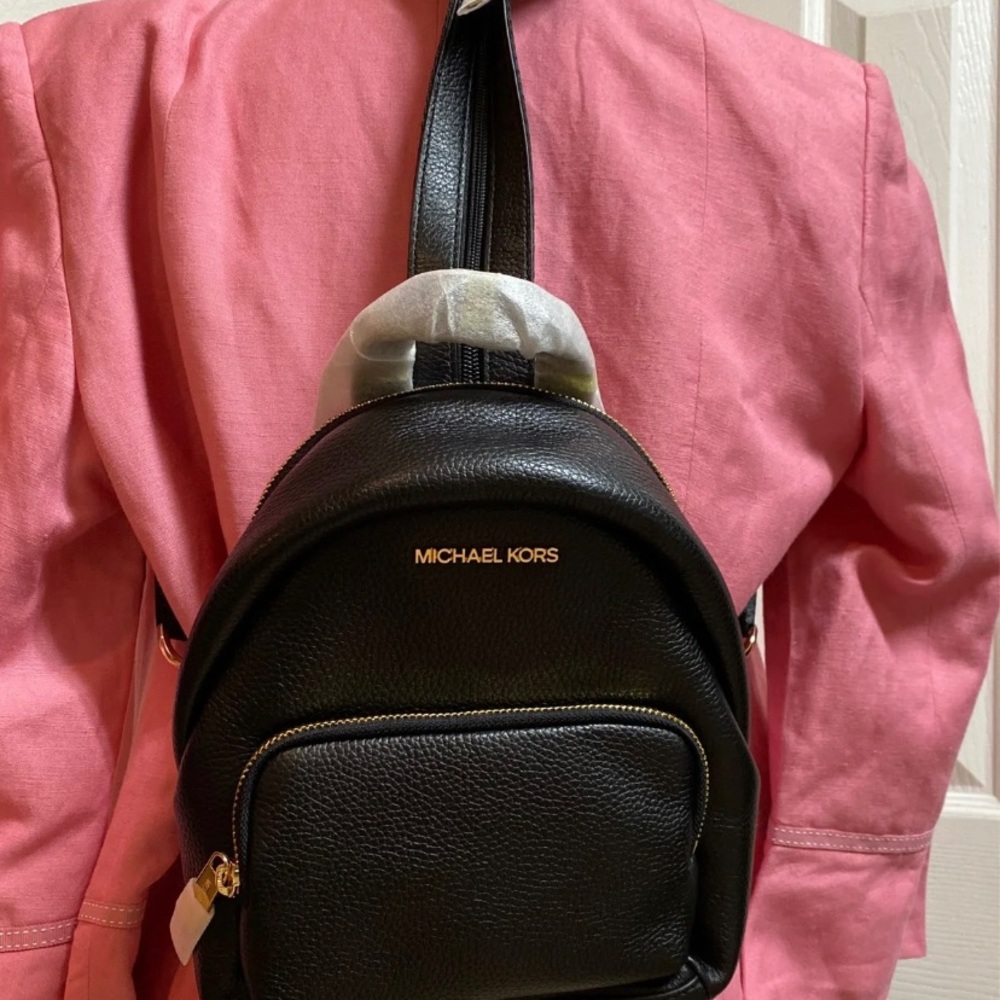 Michael Kors Erin small leather black backpack
